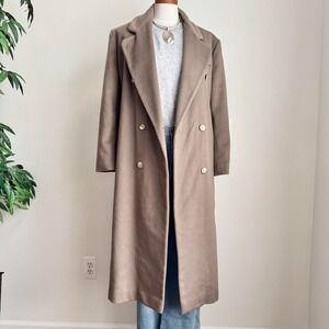 Vintage 90s 100% Wool Over Coat Taupe Tane